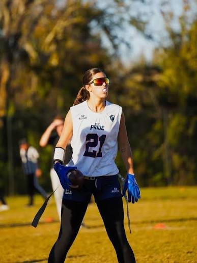 Kayleigh Thomas on the flag football field